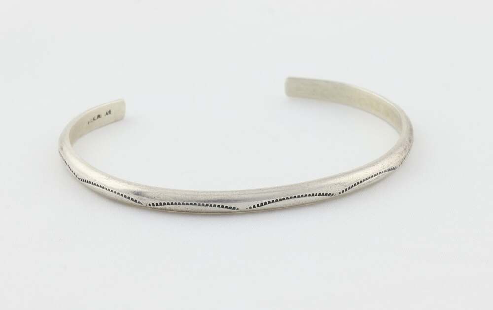 Sterling Silver Patterned Stamped Cuff Bracelet 7" inch Woman Teen Child
